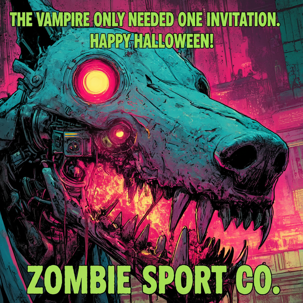 Halloween vampire waiting outside a dark combat sports training room for an athlete to invite him inside