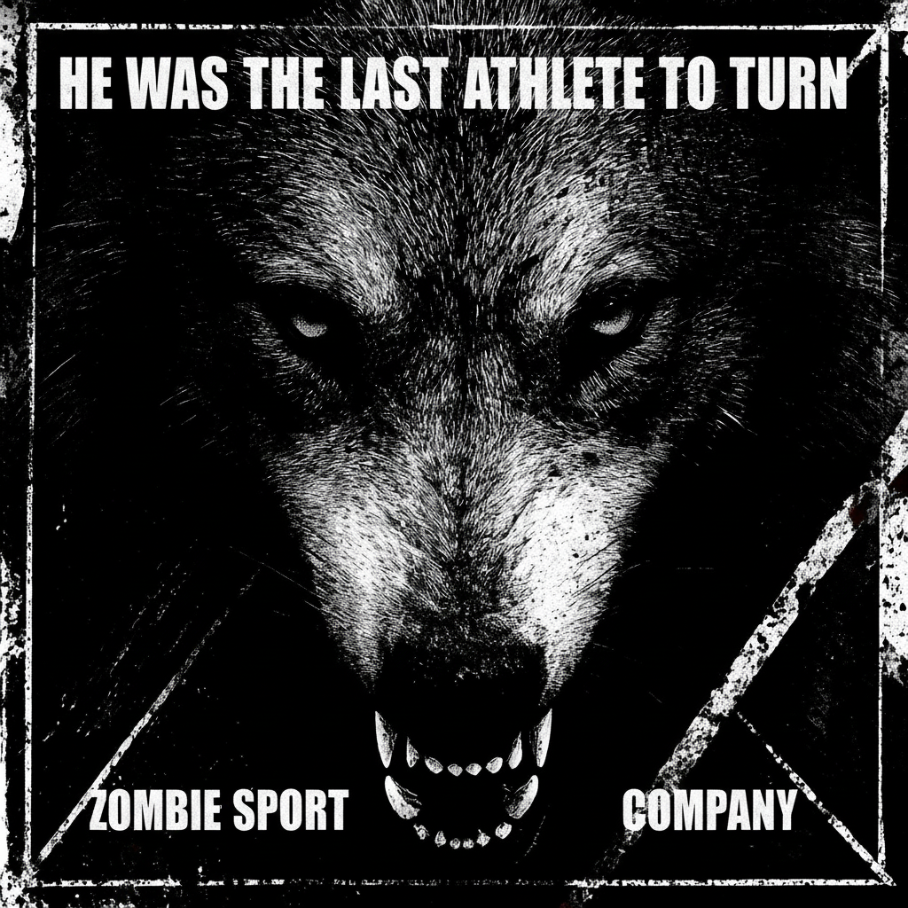 Black-and-white Halloween werewolf with bared teeth and distressed texture for an athlete recovery story