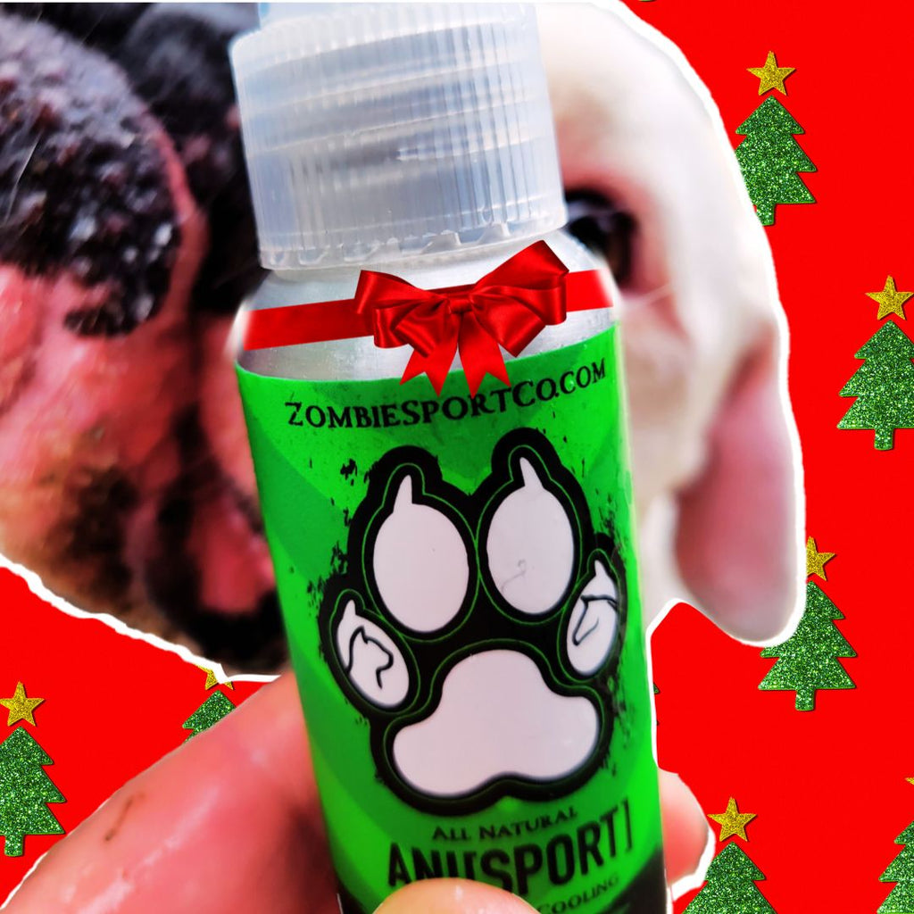 Zombie Sport Co. AniSport all-natural pet wound care. Dogs, dog, pet, pets. k9, working dogs, horse, cats. cuts, scrapes, dryskin, allergies, Front angle. 