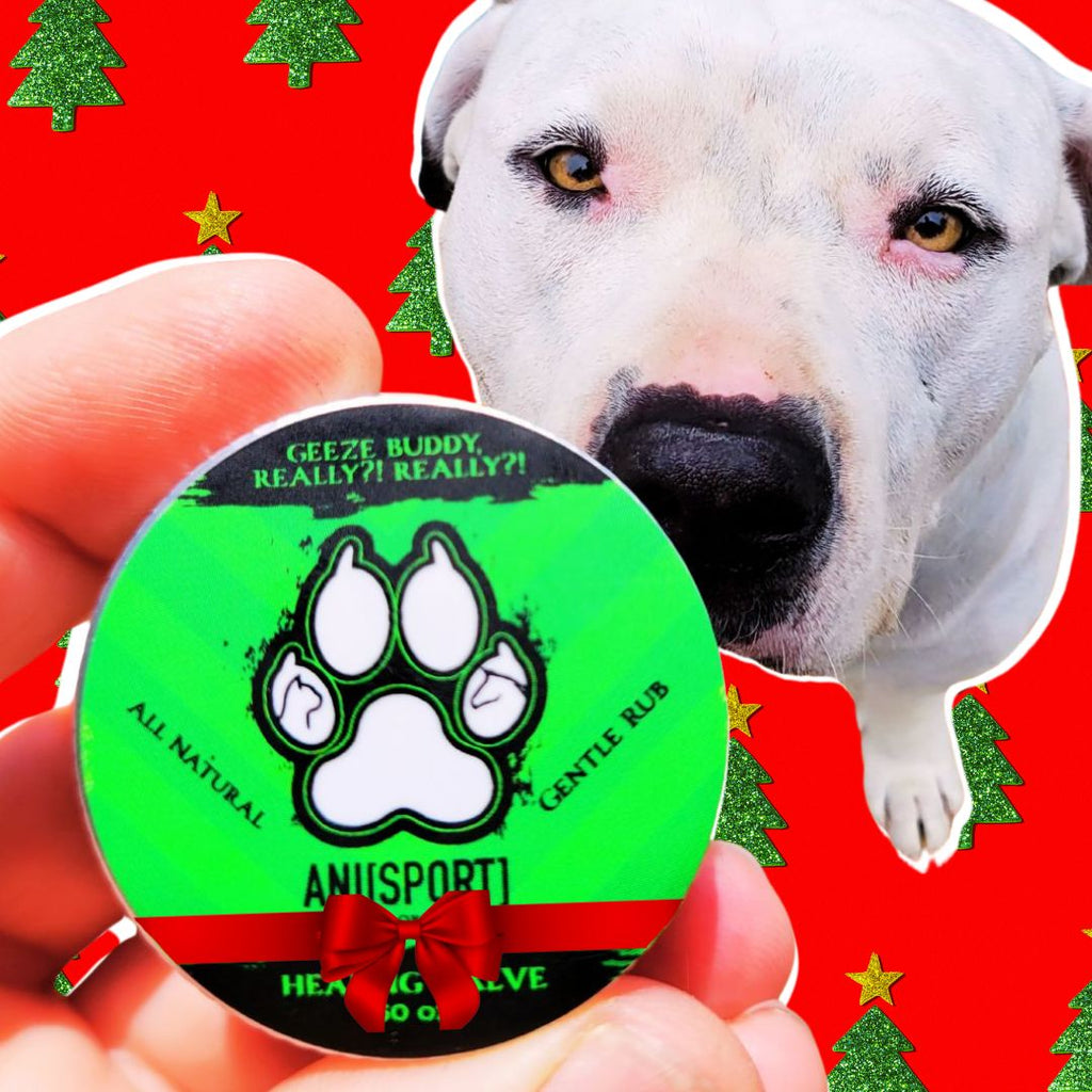 Zombie Sport Co. AniSport all-natural pet wound care. Dogs, dog, pet, pets. k9, working dogs, horse, cats. Front angle. 